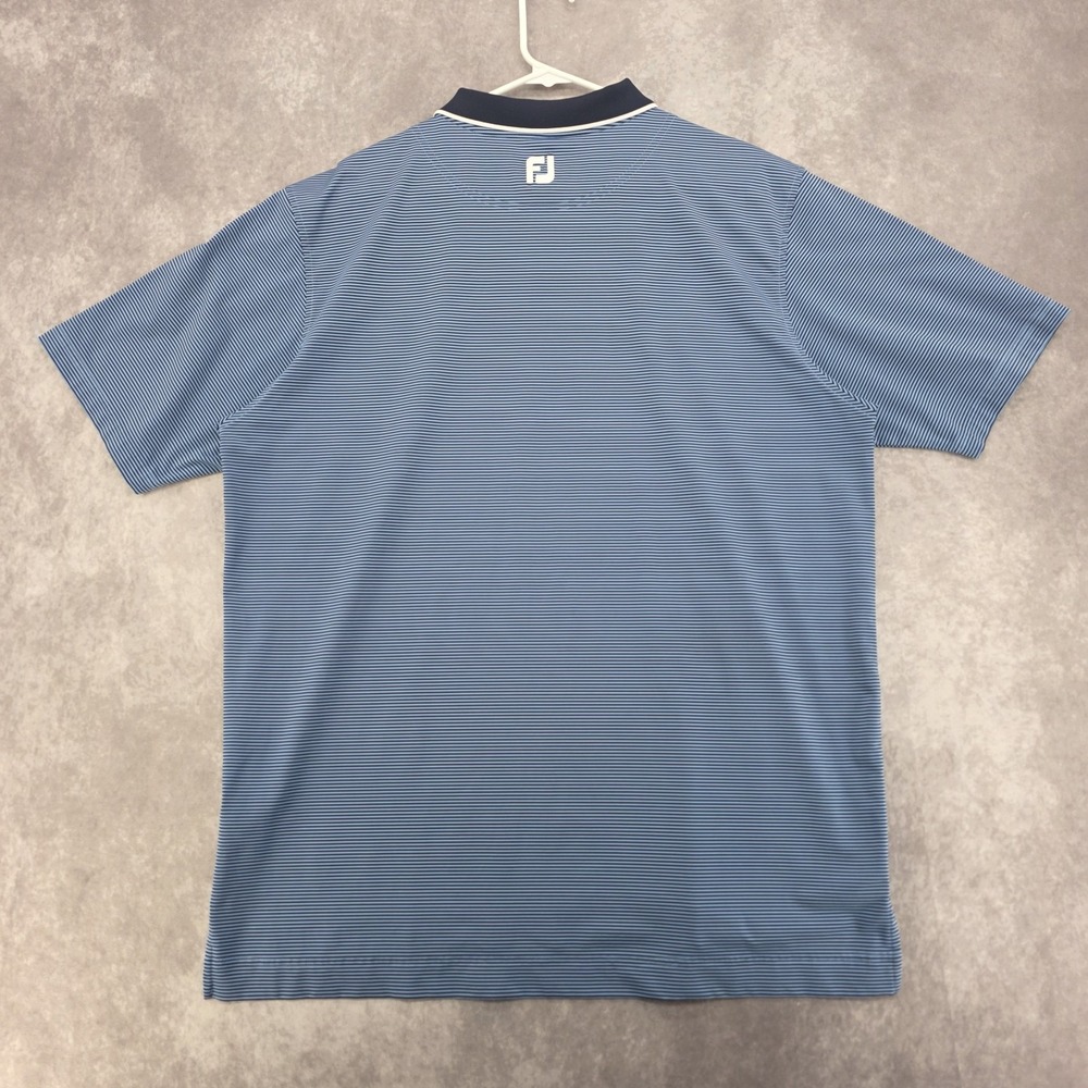 Footjoy Fj Mens XL Golf Polo Shirt Stretch Performance Navy Striped Short Sleeve - Picture 4 of 9